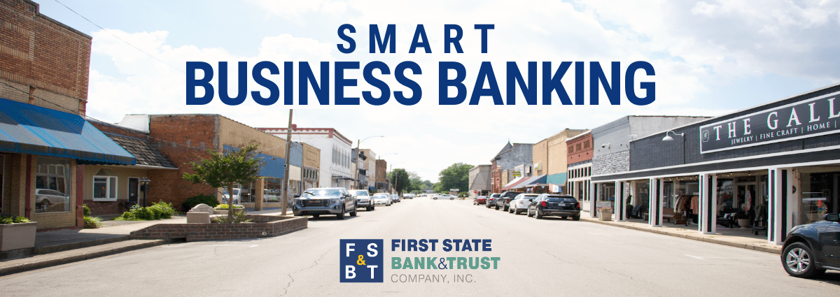 Image of small town with Smart Business Banking text
